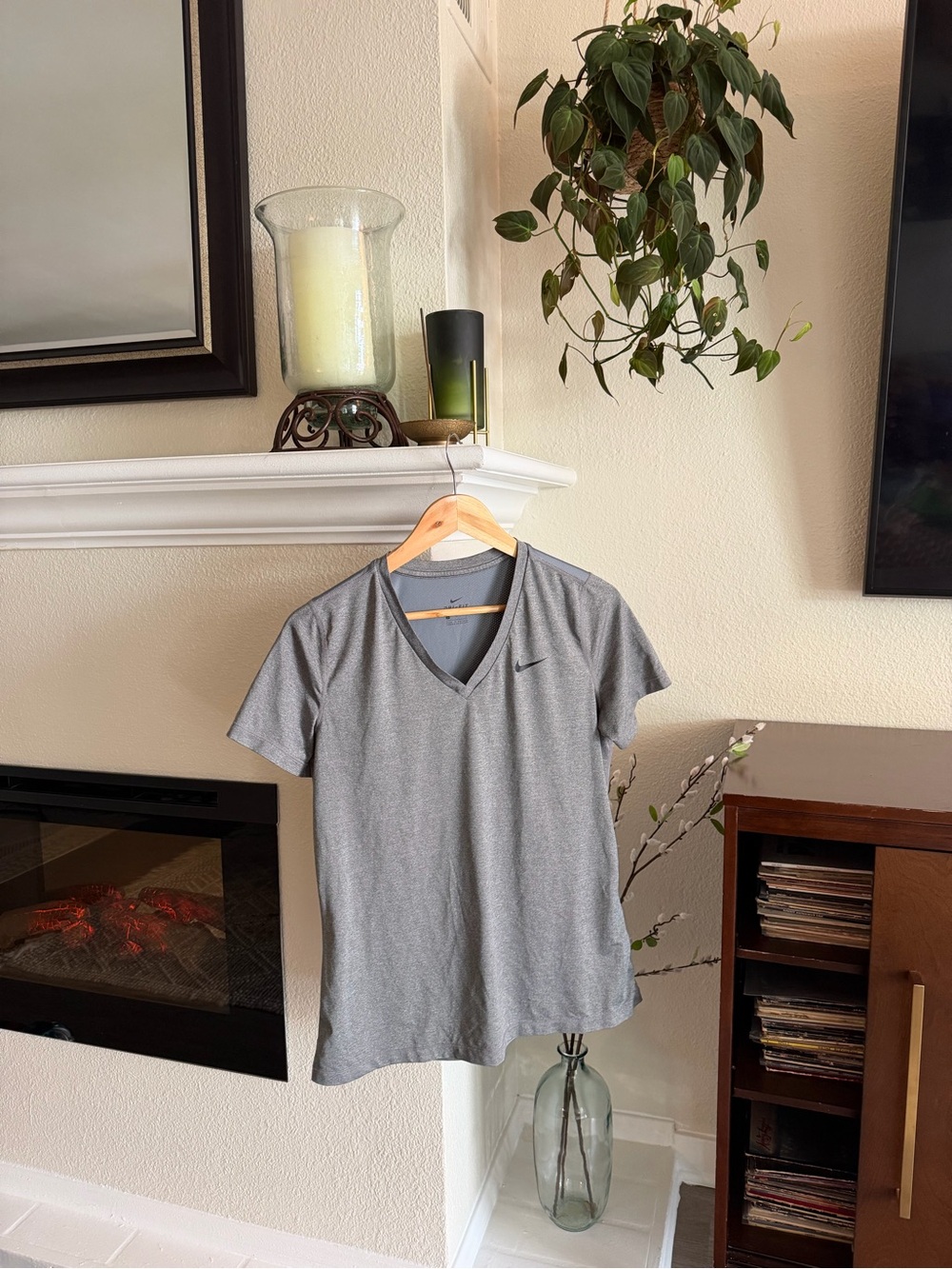 Nike Gray V-Neck Dri-Fit Tee